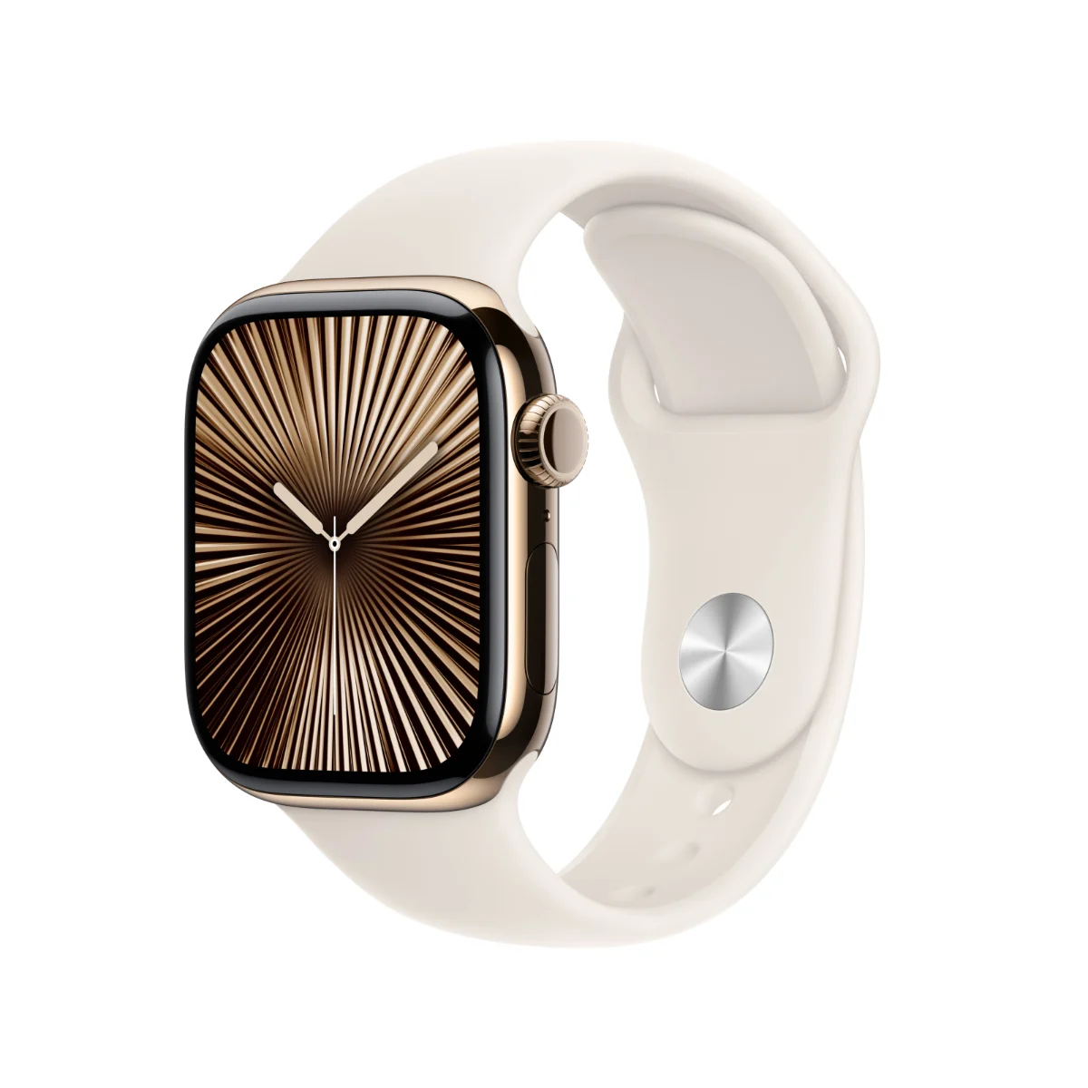 Apple Watch Series 10 Gold Titanium Case with Starlight Sport Band