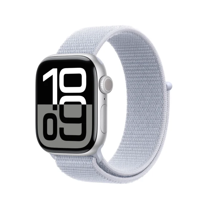 Apple Watch Series 10 Silver Aluminium Case with Blue Cloud Sport Loop