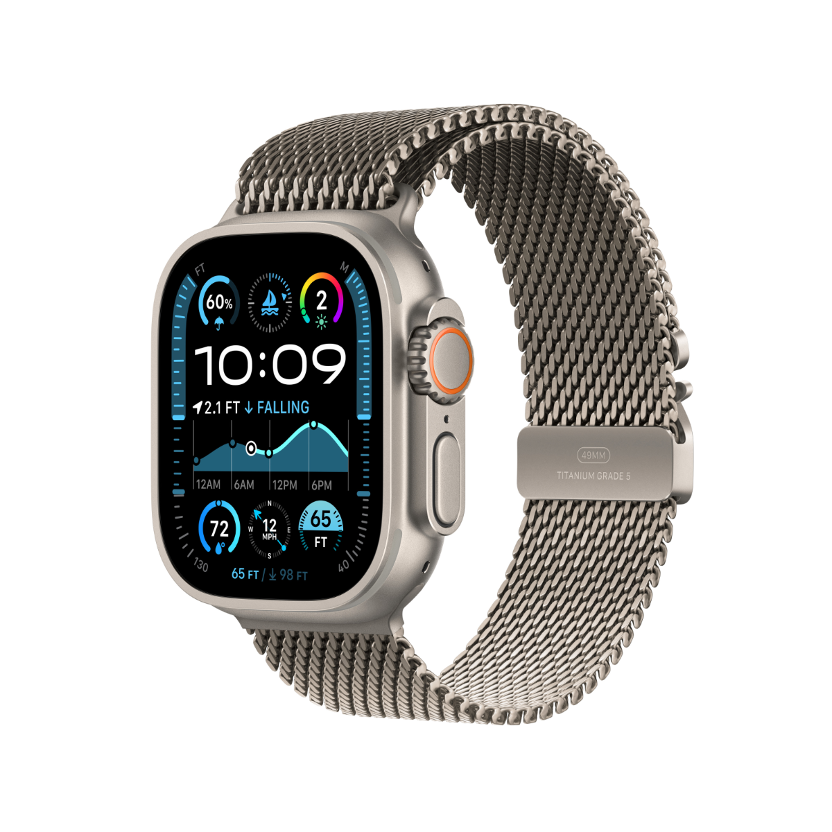 Apple Watch Ultra 2 Natural Titanium Case with Natural Titanium Milanese Loop - S